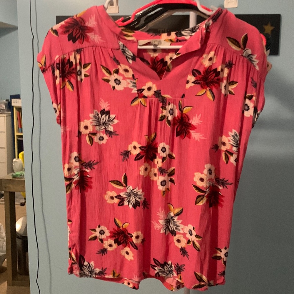 LOFT pink shirt with flowers